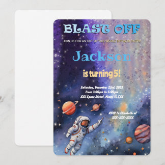 Convites Festa de Aniversário Editável no Espaço Sideral