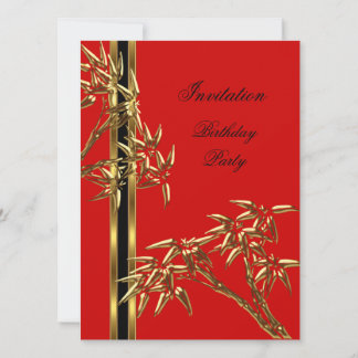 Convites Festa de Aniversário Elegante Bambu Asiático