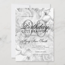 Festa de aniversário Elegante Branco Prateado Flor