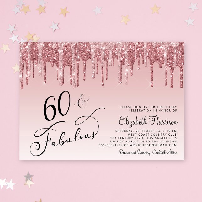 Convites Festa de aniversário Elegante, cor-de-rosa Dourada (Celebrate her 50 years of sparkle with an elegant pink glitter birthday party invitation  🎉 🎂 🥂)