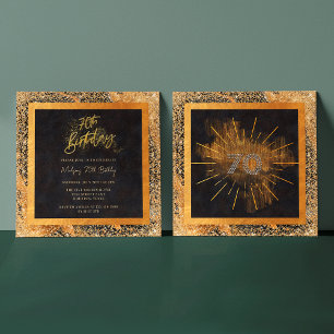 Convites Festa de aniversário Elegante de 70 preto e brilha