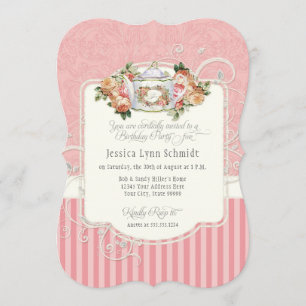 Convites Festa de aniversário Elegante de Rosas de Aquarela