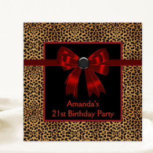 Convites Festa de Aniversário Elegante do Leopardo Vermelho