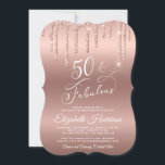 Convites Festa de aniversário Elegante Dourada Glitter 50ª<br><div class="desc">Elegante e glamouroso quinquagésimo convite de aniversário com "50 & Fabuloso" em um roteiro branco na moda em fundo rosa dourado,  com brilho falsa rosa dourado.</div>