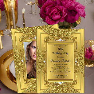 Convites Festa de Aniversário Elegante Elite Diamond Gold F