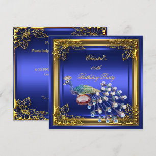 Convites Festa de Aniversário Elegante Elite Pavão Dourado