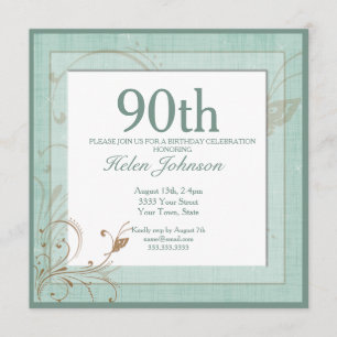 Convites Festa de aniversário Elegante Floral de Teal Vinta