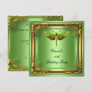 Convites Festa de Aniversário Elegante Libélula Dourada Eli