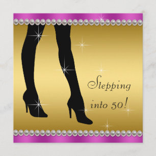 Convites Festa de Aniversário Elegante Magenta e Dourado