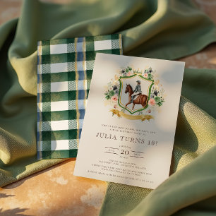 Convites Festa de aniversário Equestrian Elegant Floral Hor