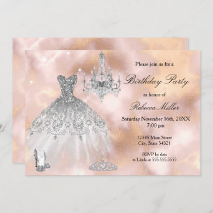 Convites Festa de aniversário Escuro bege Rosa Mármore Bran