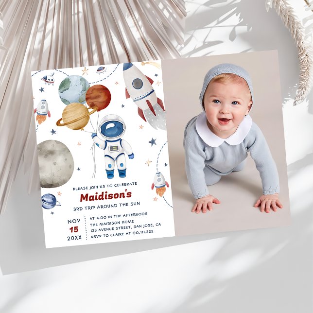 Convites Festa de aniversário Espacial Exterior 3ª Viagem E (Criador carregado)