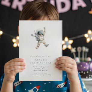 Convites Festa de aniversário Espacial Minimalista do Astro
