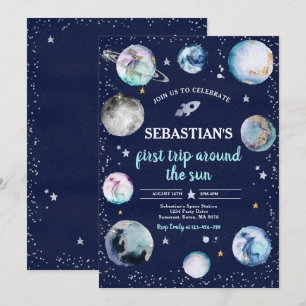 Convites Festa de aniversário Espacial Primeira Viagem Ao 