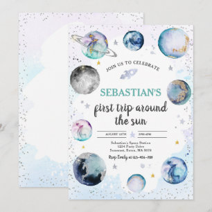 Convites Festa de aniversário Espacial Primeira Viagem Ao 
