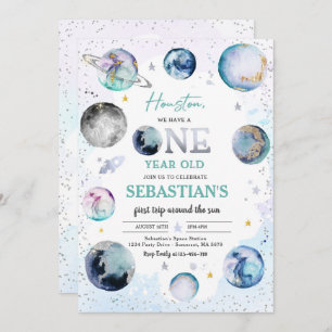 Convites Festa de aniversário Espacial Primeira Viagem Em T