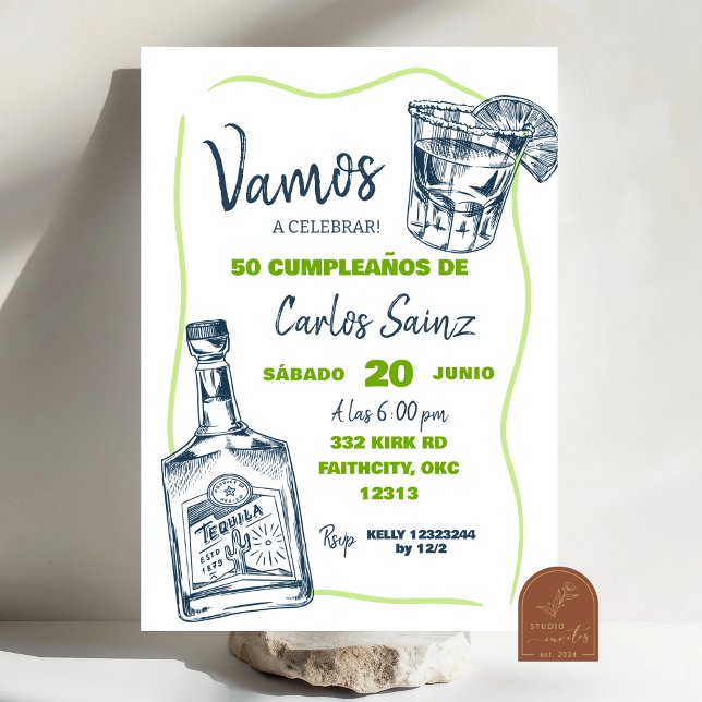 Convites Festa de aniversário Espanhola de Tequila Mexicana (Criador carregado)