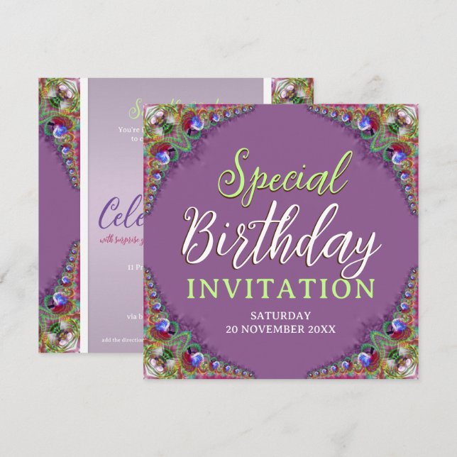 Convites Festa de aniversário Especial de Fractais de Locaç (Frente/Verso)