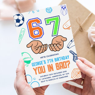 Convites Festa de Aniversário Esporte 6 7 Meme Tendência Se