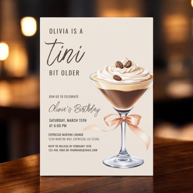 Convites Festa de aniversário Espresso Martini Um Tini Bit  (Criador carregado)