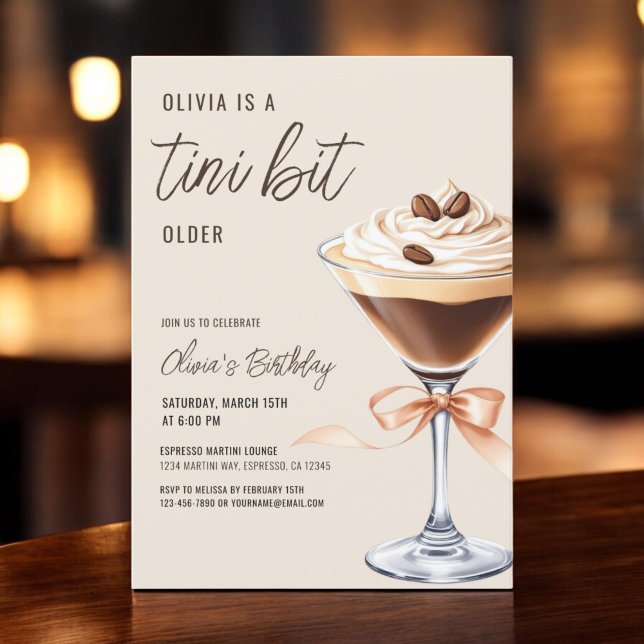 Convites Festa de aniversário Espresso Martini Um Tini Bit  (Criador carregado)