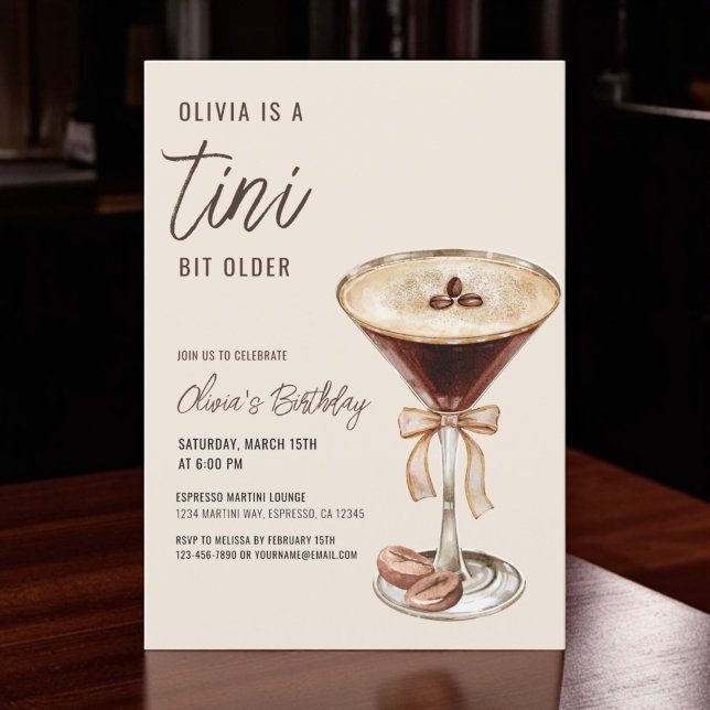 Convites Festa de aniversário Espresso Martini Um Tini Bit  (Criador carregado)