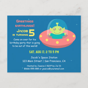 Convites Festa de aniversário estrangeira bonito do espaç