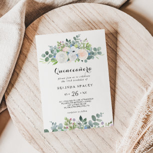 Convites Festa de aniversário Eucalipto Greenery Quinceañ