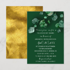 Convites Festa de Aniversário Eucalipto Verde Dourado Flore