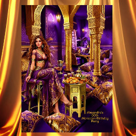 Convites Festa de Aniversário Exótico Roxo Dourado com Tema