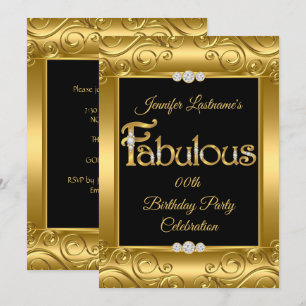 Convites Festa de Aniversário Fabulosa com Damasco Dourado