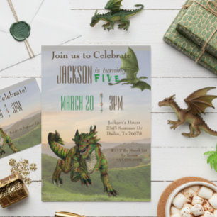 Convites Festa de Aniversário Fantasia Dragão Mágico Serpen