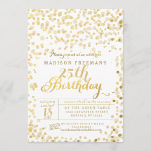 Convites Festa de aniversário Faux Gold Foil Confetti