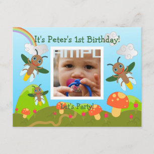 Convites Festa de aniversário feliz com vaga-lume