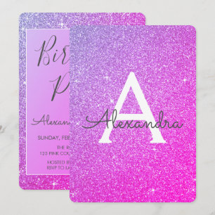 Convites Festa de aniversário feminino do brilho roxo