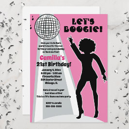 Convites Festa de Aniversário Feminino Pink Disco Boogie