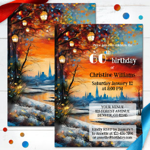 Convites Festa de aniversário festiva de inverno para adult