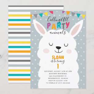 Convites Festa de aniversário Fiesta de Belo Azul Lama