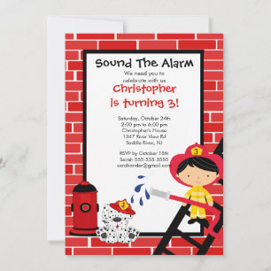 Convites Festa de aniversário Fireman Boy Firecaminhão