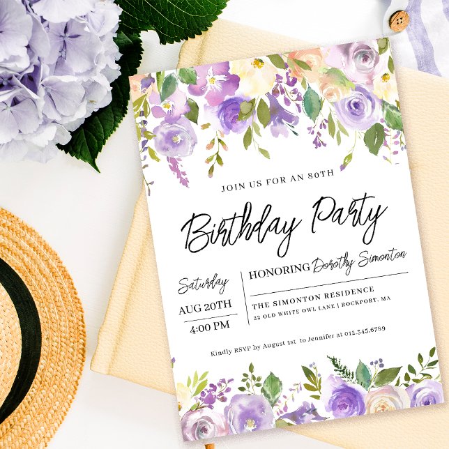 Convites Festa de aniversário Floral bonito (Matching party supplies and signs available. Message me for help to find them.)