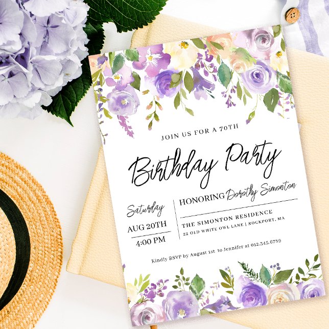 Convites Festa de aniversário Floral bonito (Matching party supplies, decor and signs available. Message me for help finding them. )