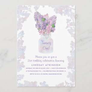 Convites Festa de aniversário floral da aguarela do frasco