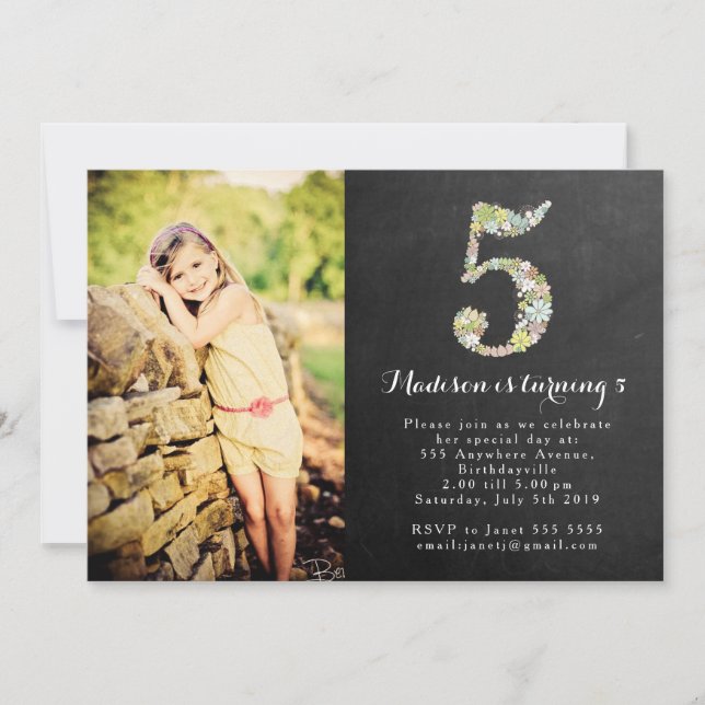 Convites Festa de aniversário floral das meninas do quadro (Frente)