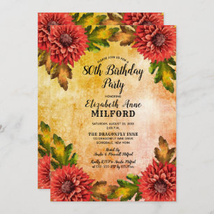 Convites Festa de aniversário Floral de 80 de Cores de Água