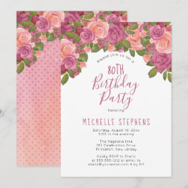 Convites Festa de aniversário Floral de 80 Floral de Molas 