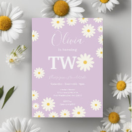 Convites Festa de aniversário Floral de Margarida Roxa Retr