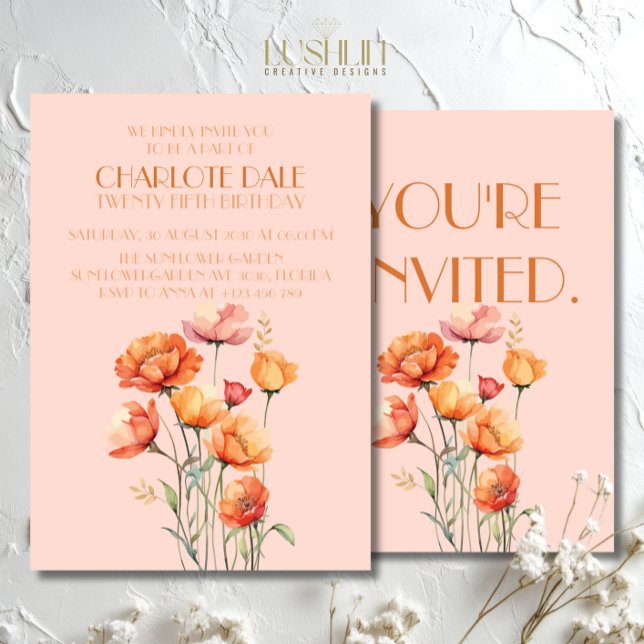 Convites Festa de aniversário Floral de outono/Outono (Criador carregado)