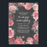 Convites festa de aniversário floral do quadro do vintage<br><div class="desc">quadro floral do vintage - o rosa floresce convites de festas de aniversários</div>