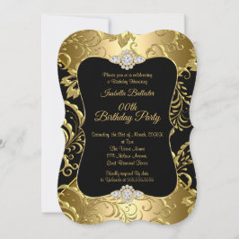 Convites Festa de aniversário floral Dourada Elegante