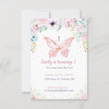 Festa de aniversário floral e de borboletas